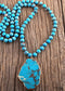 Boho Necklace, RH Turquoise Natural Stone in Blue and Green